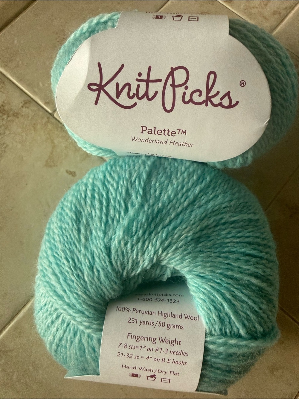 Knit Picks Palette Fingering Yarn - Wonderland Heather Aqua 2 Balls